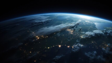 Fototapeta premium Earth Viewed from Space with a Focus on Japan and Pacific Ocean