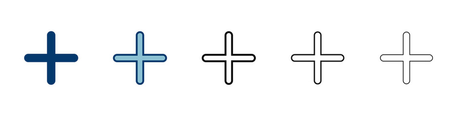 Obraz premium Plus Icon vector isolated on white background. Add plus icon. Addition sign. Medical Plus icon