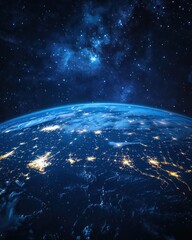 Obraz premium Earth at Night with City Lights over Eastern Asia