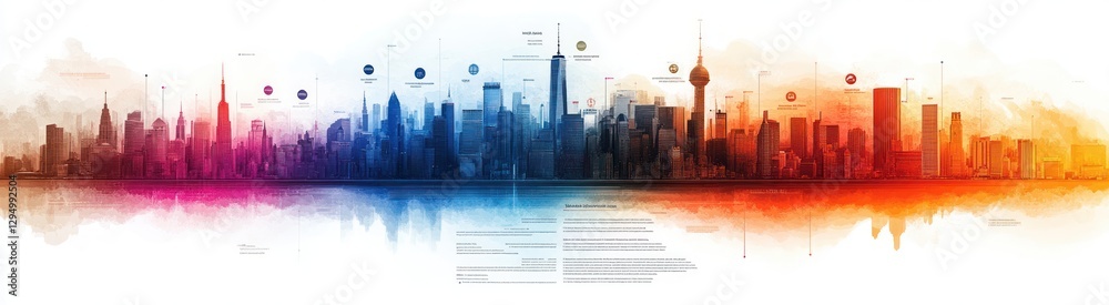 Wall mural modern infographic timeline design with colorful icons and customizable template