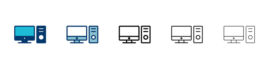 Computer icon vector isolated on white background. PC Icon vector. Computer monitor icon. Flat PC symbol