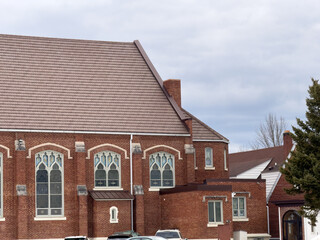 red brick church building