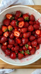 Fresh Juicy Strawberries in Bowl Summer Fruit
