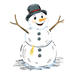 Illustration of a Cheerful Snowman