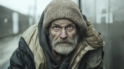 Obraz premium Homeless Man in Alleyway