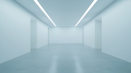 Empty White Room with Bright Fluorescent Lighting