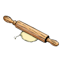 Illustration of a Bakery Rolling Pin Isolated on White Background.