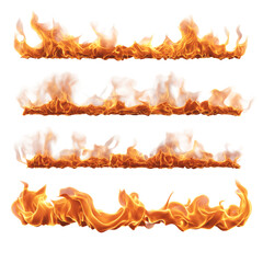 Set flame explosion fire art style isolated on transparent background