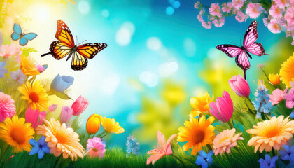 Flower and butterfly background