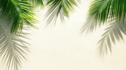 Palm leaves shadow wall background summer design