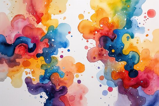 Vibrant Watercolor Art Featuring Playful Warm and Cool Color Contrasts for Dynamic Designs