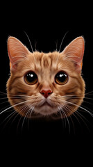 Obraz premium Close-up of orange tabby cat face on black background.