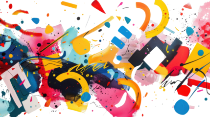Colorful abstract composition exploding with creativity on transparent background