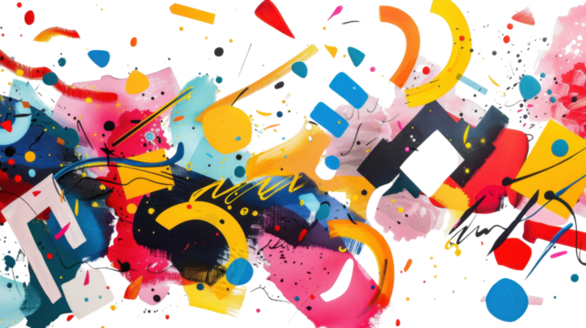 Colorful abstract composition exploding with creativity on transparent background - Powered by Adobe
