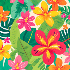 Fototapeta premium tropical flower of summer pattern collection