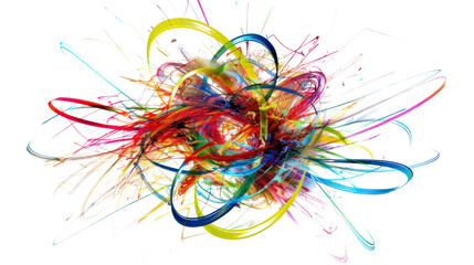 Colorful abstract design exploding with creativity on transparent background