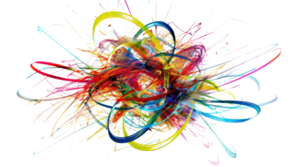 Colorful abstract design exploding with creativity on transparent background