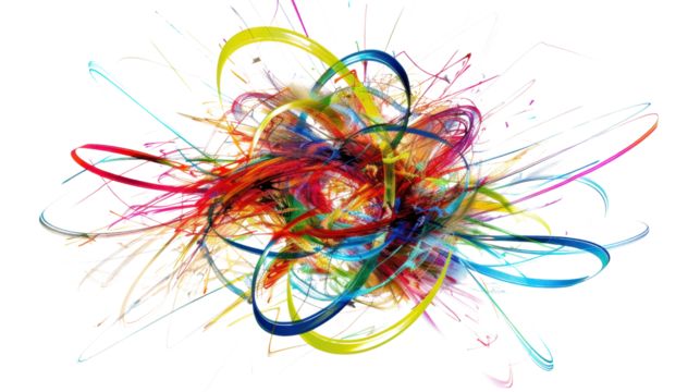 Colorful abstract design exploding with creativity on transparent background - Powered by Adobe