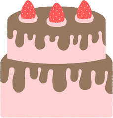 딸기 초코 케이크 디저트 음식 일러스트