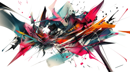 Abstract graffiti explosion creating colorful and dynamic urban art on transparent background