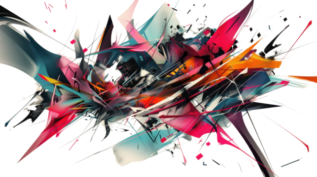 Abstract graffiti explosion creating colorful and dynamic urban art on transparent background