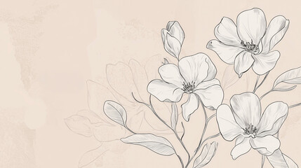 Elegant floral sketch art with delicate lines and a soft, neutral background evokes a sense of calm and natural beauty.