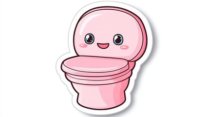 Cute Cartoon Character Toilet Design with Smiling Face and Pink Color