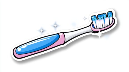 Colorful Toothbrush with Shiny Bristles and Blue Highlights
