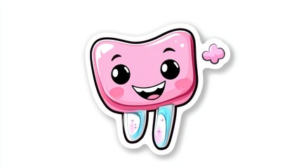 Cute Cartoon Tooth Character with a Happy Smile and Sparkling Effects