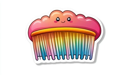 Cute Rainbow Smiling Hair Comb with Whimsical Cloud Design