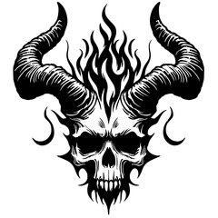 Gothic metal skull silhouette vector design