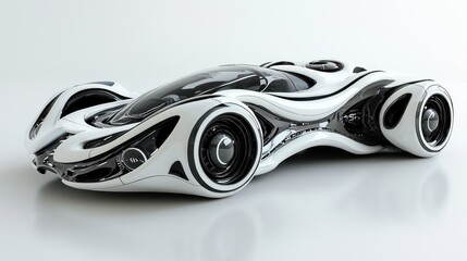 Futuristic white and black sports car concept.
