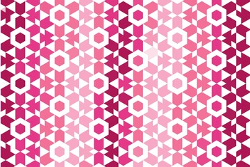 Abstract symmetric triangle and hexagon design in dark pink. Geometric mosaic concept