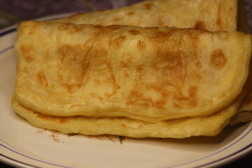 A close-up of the traditional Moroccan flatbread known as Msemmen or Msemen