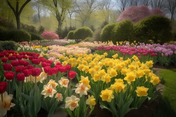tulip field in spring