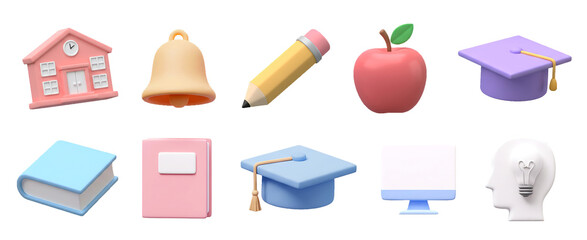 Education Icon Set 3D