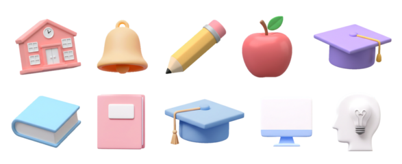 Education Icon Set 3D
