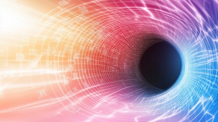 Abstract Tunnel of Light with Digital Patterns and Vivid Colors