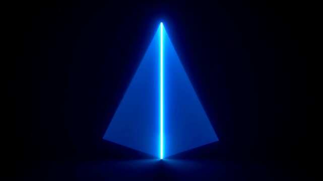 un jeu de laser et de n&eacute;on formant un triangle se transformant en pyramide