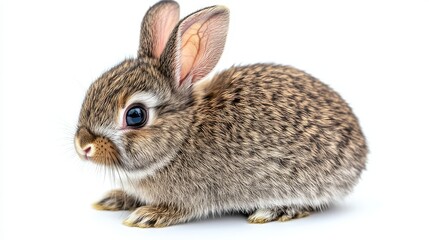 Obraz premium A dwarf rabbit's soft fur close-up against a white background, surrounded by open space for creative content.