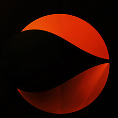 Dark Space Illuminated by Radiant Orange Circular Shapes , created with generative AI technology	
