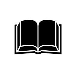 Open book silhouette icon for web and apps