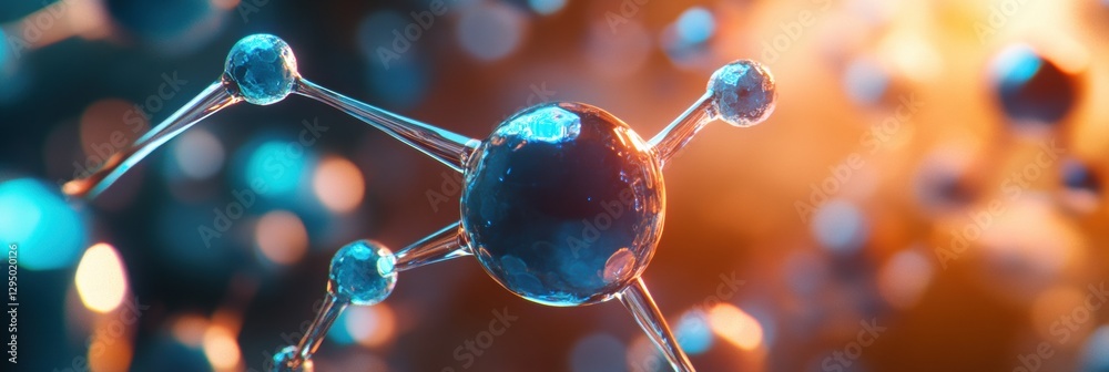 Poster microscopic view of gas particles suspended in the air captured during a scientific exploration of a