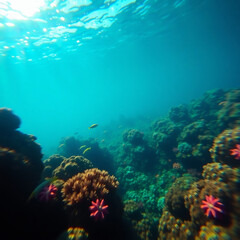 Pristine Plastic-Free Ocean with Vibrant Marine Life and Coral Reefs