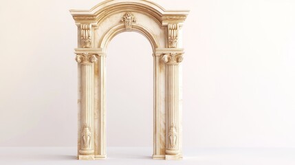 Elegant stone archway, interior design,  white background, architectural detail, for home decor