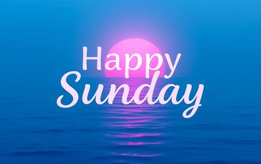 Wishing Happy Sunday with Ocean Sunset and Reflection Graphics Artwork