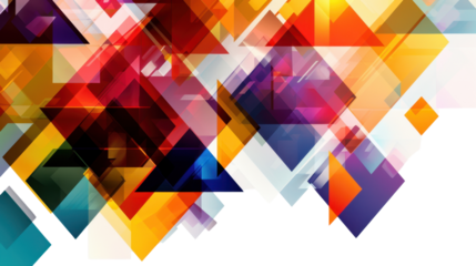 Colorful abstract geometric shapes background with transparent area