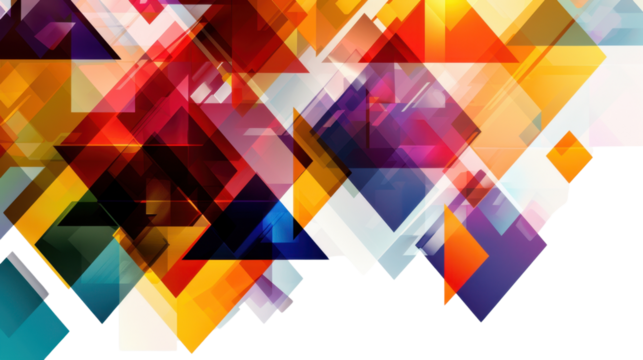 Colorful abstract geometric shapes background with transparent area