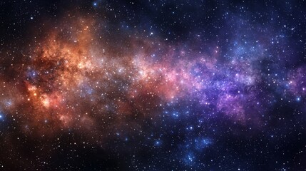 Naklejka premium Vast expanse of colorful stars and galaxies in the deep universe showcasing the beauty of outer space phenomena in high resolution