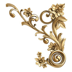 Corner set floral graphic element isolated on transparent background.